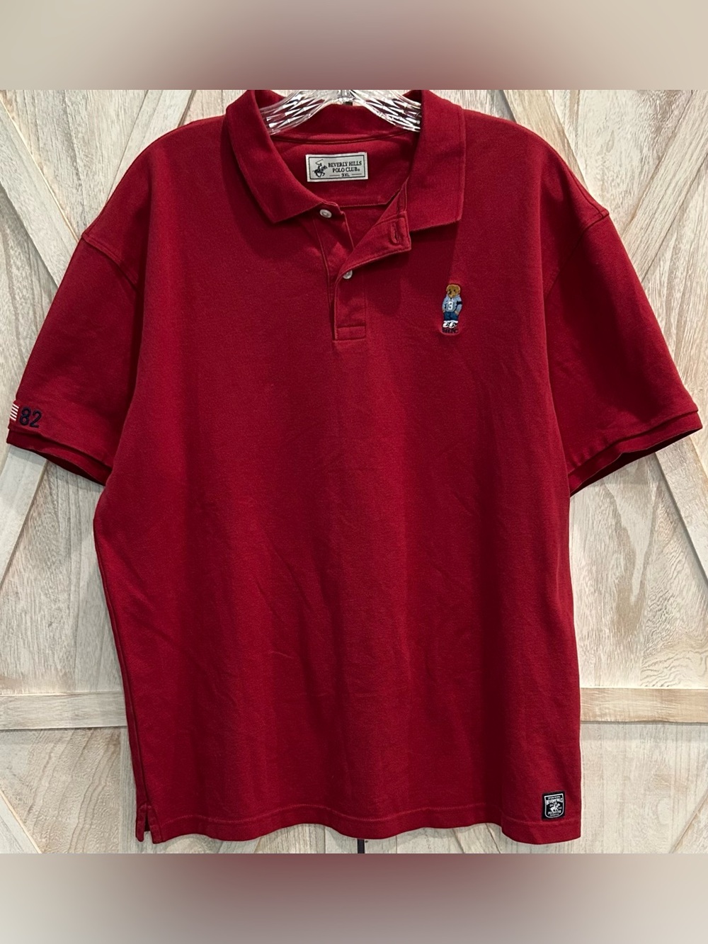 Beverly Hills Polo Club Shirt Men’s 3XL Red CA 82 Embroidered Flag Classic Look